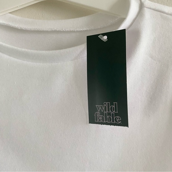 WILD FABLE NWT Baby Tee Shirt Crop White Stretch Crew Neck - Picture 7 of 12